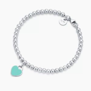 Tiffany Blue Heart Tag Bead Bracelet